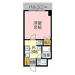 ブライトライツ皆生 1Kの間取図画像