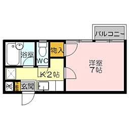 エスパシオK 1Kの間取図画像