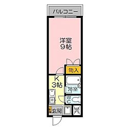 三記マンション灘 1Kの間取図画像