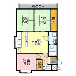 藤尾マンション 3LDKの間取図画像