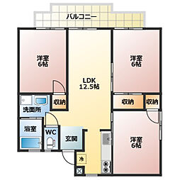 森村アビタシオン 3LDKの間取図画像