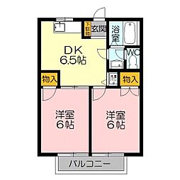 エレンシア21 2DKの間取図画像