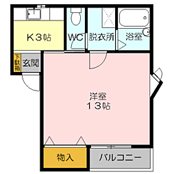 ハイツジュネス 1Kの間取図画像