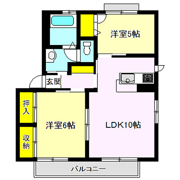 ベルドミールＤ 201｜群馬県高崎市上中居町(賃貸アパート2LDK・2階・50.04㎡)の写真 その2