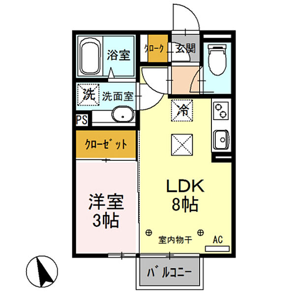 コンツェルト貝沢 A105｜群馬県高崎市貝沢町(賃貸アパート1LDK・1階・29.25㎡)の写真 その2