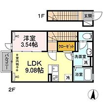 グラシア 205 ｜ 群馬県高崎市中豊岡町（賃貸アパート1LDK・2階・33.40㎡） その2