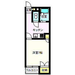 シティーパレス上中居第2 1Kの間取図画像
