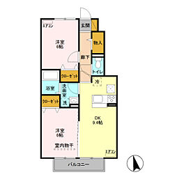 サンモールA 2DKの間取図画像