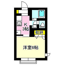 エトス12-B 1Kの間取図画像