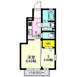 ドミール高崎 1SKの間取図画像
