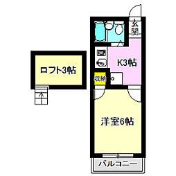 シティパレスカメリア 1Kの間取図画像