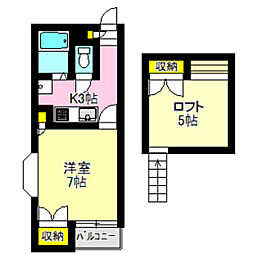 シティーパレス上中居第1 1Kの間取図画像