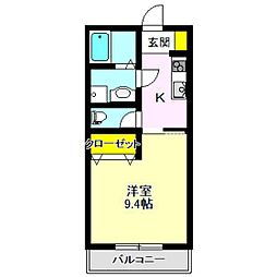 あさひレジデンス上中居 1Kの間取図画像