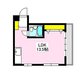 ヴィラ高崎 ワンルームの間取図画像