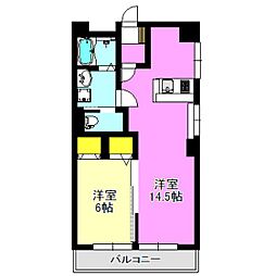 平山マンション 1LDKの間取図画像