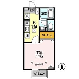 メゾン・ド・K 1Kの間取図画像