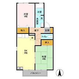 メゾンブランシェA 2DKの間取図画像