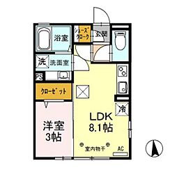 エタルナ江木 1LDKの間取図画像