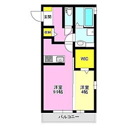 デカルト 1LDKの間取図画像