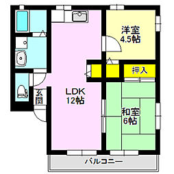 エミネントA 2LDKの間取図画像