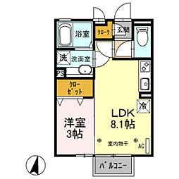 オー・ピュール 1LDKの間取図画像