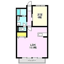 平山マンション 1LDKの間取図画像