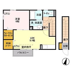 プラシード2 1LDKの間取図画像