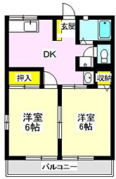 メゾンシルクB 2DKの間取図画像