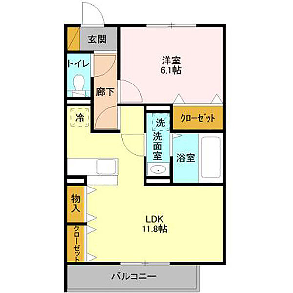 プリムヴェール二の宮 ｜茨城県つくば市二の宮3丁目(賃貸アパート1LDK・3階・45.15㎡)の写真 その6