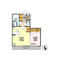 スマイルサンライズK 1LDKの間取図画像