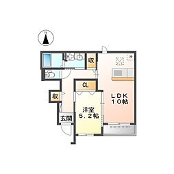 クラーヴォ 1LDKの間取図画像