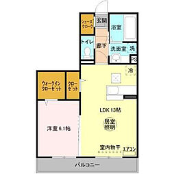 ラ・ペジブルA 1LDKの間取図画像