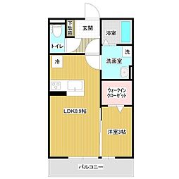 ゼピュロスみどりのD 1LDKの間取図画像