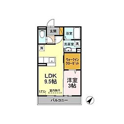 セレーナ並木 1LDKの間取図画像