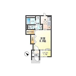 フォルティス 1Kの間取図画像