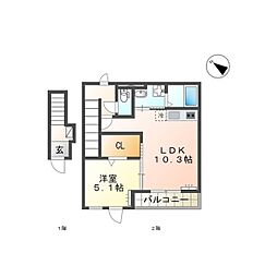 FK5 1LDKの間取図画像