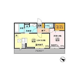 ラヴィーヌみどりの 1LDKの間取図画像