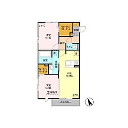 つくばエーワン 2LDKの間取図画像