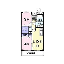 パルシャスヒガシ 2LDKの間取図画像