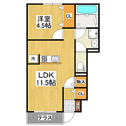 サンライズ東A 1LDKの間取図画像