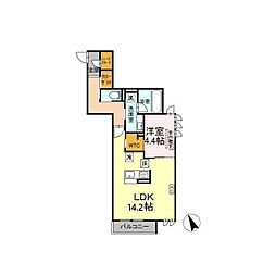 D-Invest陣場 B 1LDKの間取図画像