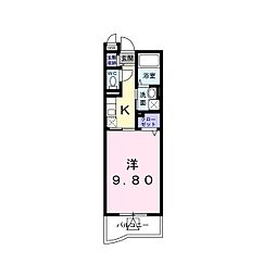 木村ロイヤルマンション5 1Kの間取図画像