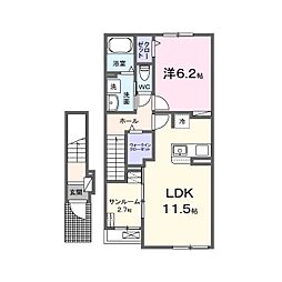 ラピスールB 1LDKの間取図画像