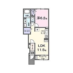 ラピスールB 1LDKの間取図画像