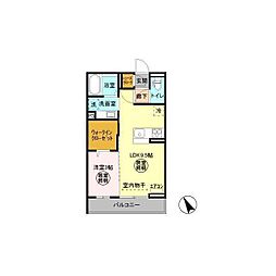 フルールB 1LDKの間取図画像