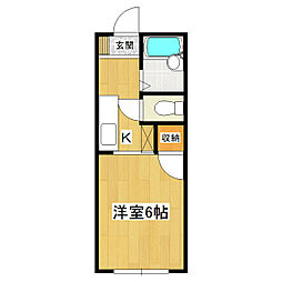 サンハイツ23 1階1Kの間取り