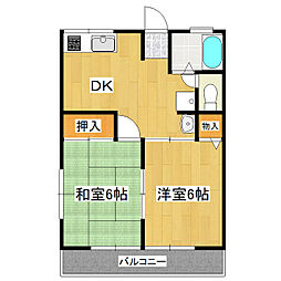 シティハイム高橋 2DKの間取図画像