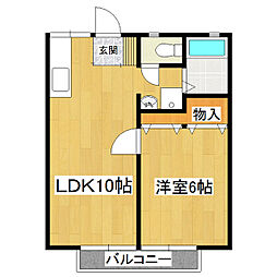 うづら荘A 1LDKの間取図画像