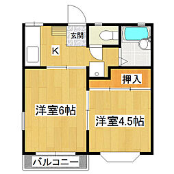 ルグランつくば 2Kの間取図画像