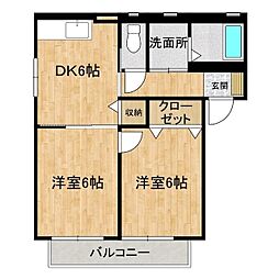 グランシードA 2DKの間取図画像